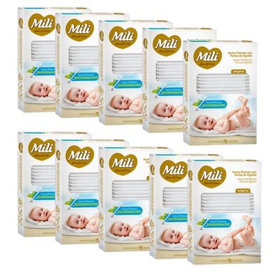 Cotonete Hastes Flexiveis 10  caixas c/ 75 Biodegradável  MILI