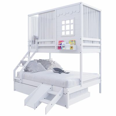 Treliche Casinha Reta Casal Escorregador Cortina Branco