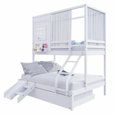 Treliche Casinha Reta Casal Escorregador Cortina Branco