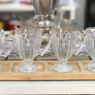 Jogo 8 Xícaras Para Café De Cristal Transparente Imperial 100ml Lyor