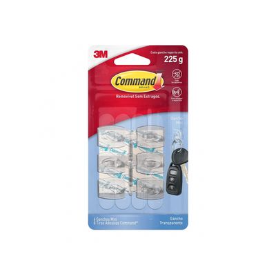 Gancho Command Mini Transp 6Pcs 3M Blister