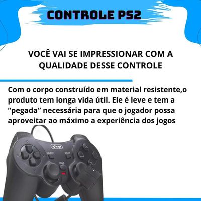 Kit 2 Controles Joystick Manete Ps2 Ps1 Plug And Play Dualshock Com Memory Card 16gb