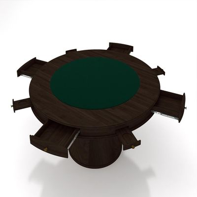 Conjunto Mesa de Jogos Carteado Bellagio Tampo Reversível e 4 Cadeiras Madeira Poker Base Cone Veludo Verde/Capuccino G42 - Gran Belo
