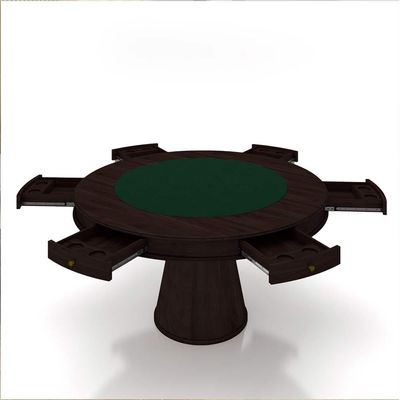 Conjunto Mesa de Jogos Carteado Bellagio Tampo Reversível e 6 Cadeiras Madeira Poker Base Cone Veludo Verde/Tabaco G42 - Gran Belo