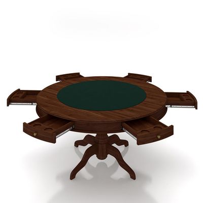 Conjunto Mesa de Jogos Carteado Bellagio Tampo Reversível e 6 Cadeiras Madeira Poker Base Estrela Veludo Preto/Imbuia G42 - Gran Belo