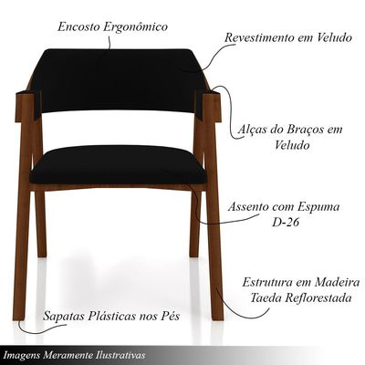 Conjunto Mesa de Jogos Carteado Bellagio Tampo Reversível e 6 Cadeiras Madeira Poker Base Estrela Veludo Preto/Imbuia G42 - Gran Belo