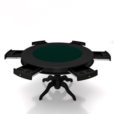 Conjunto Mesa de Jogos Carteado Bellagio Tampo Reversível e 6 Cadeiras Madeira Poker Base Estrela PU OffWhite/Preto G42 - Gran Belo