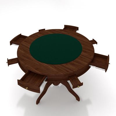 Conjunto Mesa de Jogos Carteado Bellagio Tampo Reversível Verde e 4 Cadeiras Madeira Poker Base Estrela Linho Cinza/Imbuia G42 - Gran Belo
