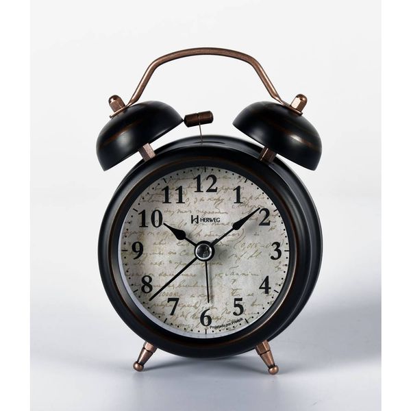 Despertador Quartz Herweg Ref:2710-262 Preto Fosco Campainha