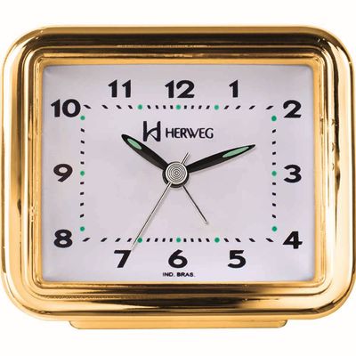 Despertador Quartz Herweg Ref:2642-029 Dourado Retangular