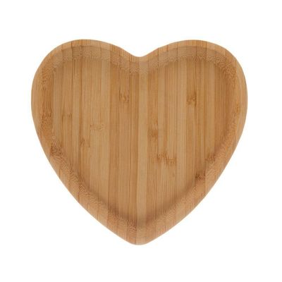 Bandeja De Bambu De Coração 12,5x12,5x1,5cm