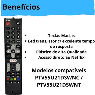 Controle Remoto Tv Philco Lcd-smart Preto Le-7054