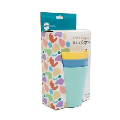 Kit Copo Fresc Vem Verde-azul-amarelo 350ml Pp Linha Alegria