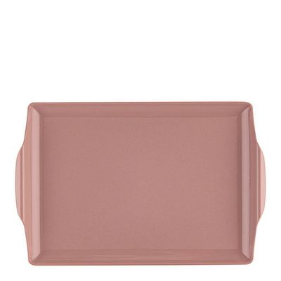 Bandeja Square Retangular 23x35 Rosé Em Polipropileno Linha Tendência Vem