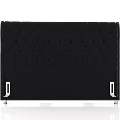 Cabeceira Cama Box Queen 160cm Estofada Frizza P05 Veludo Preto - Lyam Decor