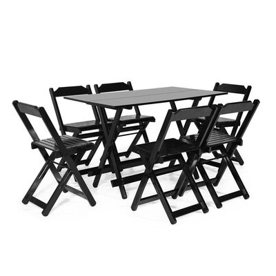 Kit 4 Conjuntos Dobráveis 120 X 70 Com 6 Cadeiras Preto - M.b Móveis