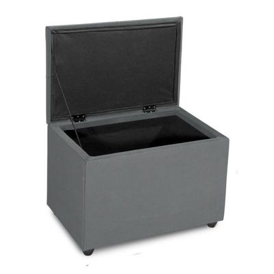 Puff Baú 60cm Dobradiça Reforçada Assento Estofado Veludo Cor cinza