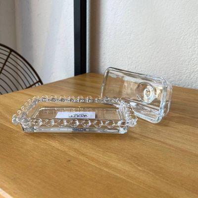 Manteigueira De Cristal Pearl Bolinha Wolff 10x7cm