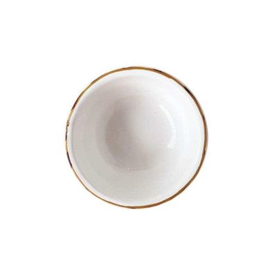 Mini Bowl Molheira Branco Com Borda De Bambu Cerâmica Scalla