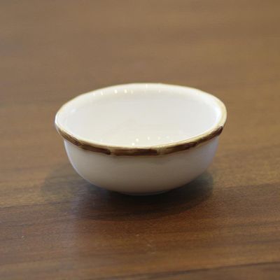 Mini Bowl Molheira Branco Com Borda De Bambu Cerâmica Scalla