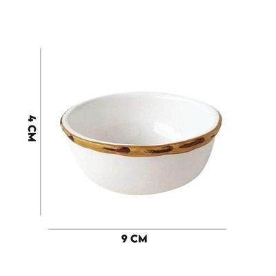 Mini Bowl Molheira Branco Com Borda De Bambu Cerâmica Scalla