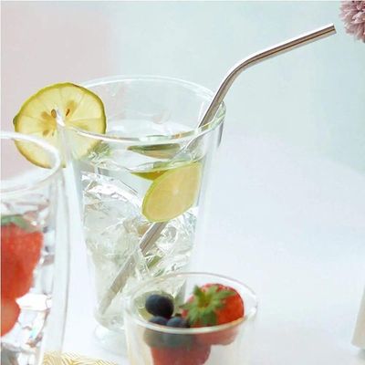 Conjunto 4 Canudos Aço Inox Reutilizáveis Com Escova Para Limpeza Lyor 21,5cm