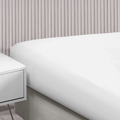 Lencol Elastico CASAL Algodao 300 Fios Acetinado Branco Avulso
