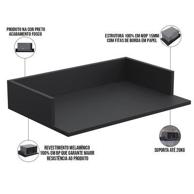 Kit 03 Suportes Suspensos Para Micro-ondas Forno 60x40 cm Class L03 Preto - Lyam Decor