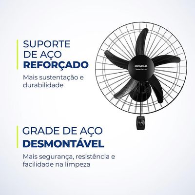 Ventilador de Parede 50cm Mondial Turbo Pro NVP com 5 Pás, 3 Velocidades Preto / 110V