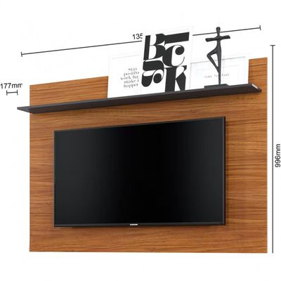 Painel Colibri Maia para TV de até 55 Noce Milano com Preto Fosco