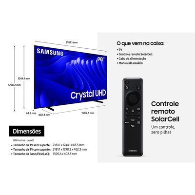 Smart TV 98 Samsung Super Big, Crystal 4K UHD - UN98DU9000GXZD Preto / Bivolt