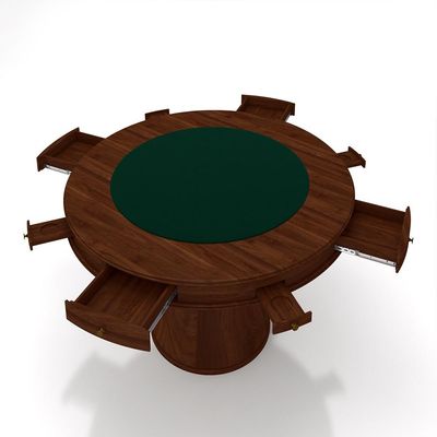 Conjunto Mesa de Jogos Carteado Bellagio Tampo Reversível e 4 Cadeiras Madeira Poker Base Cone Veludo Preto/Imbuia G42 - Gran Belo