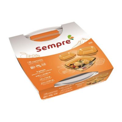Conjunto de Assadeiras Refratárias Quadradas Sempre em Vidro Sodacal 3 Peças Transparente