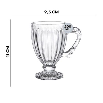 Jogo 6 Xícaras De Chá Cristal Renaissance 200ml Lyor