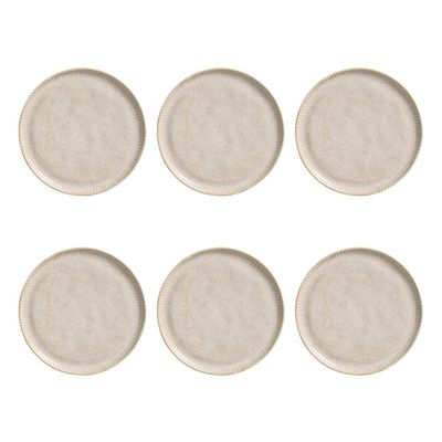 Conjunto de Pratos de Sobremesa Porto Brasil Linhas Latte com 6 peças Bege