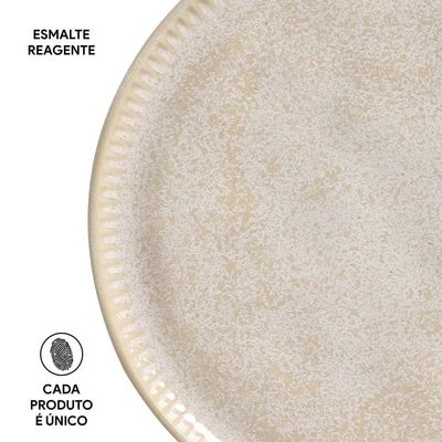Conjunto de Pratos de Sobremesa Porto Brasil Linhas Latte com 6 peças Bege