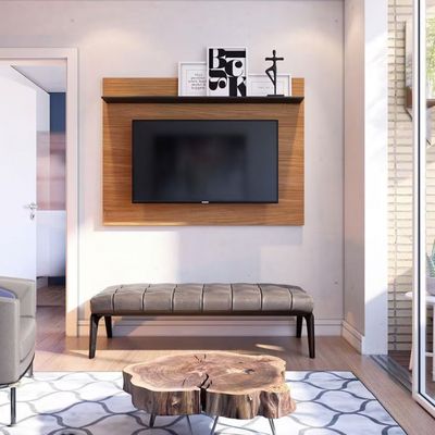Painel Colibri Maia para TV de até 55 Noce Milano com Preto Fosco