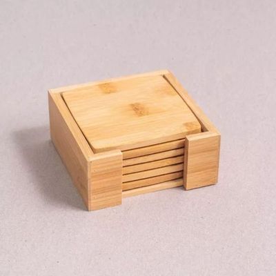 Jogo De Porta Copos Quadrado De Bambu 6 Peças