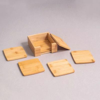 Jogo De Porta Copos Quadrado De Bambu 6 Peças