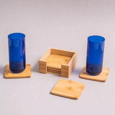 Jogo De Porta Copos Quadrado De Bambu 6 Peças
