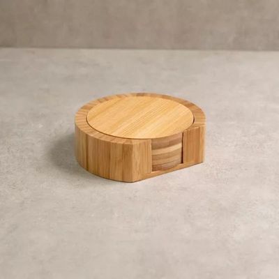 Jogo De Porta Copos Redondo De Bambu 6 Peças