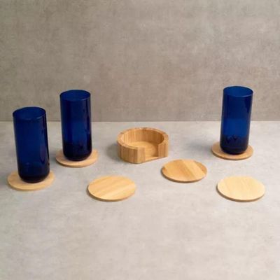 Jogo De Porta Copos Redondo De Bambu 6 Peças