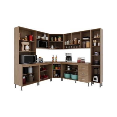 Cozinha Completa 8 Peças 445cm 18 Portas 3 Gavetas Com Tampo