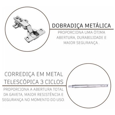 Cozinha Completa 8 Peças 445cm 18 Portas 3 Gavetas Com Tampo