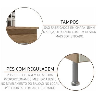 Cozinha Completa 8 Peças 445cm 18 Portas 3 Gavetas Com Tampo