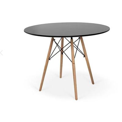 Conjunto De Mesa De Jantar Eames Eiffel Redonda 120cm Tampo De Madeira Preto Com 5 Cadeiras Pretas