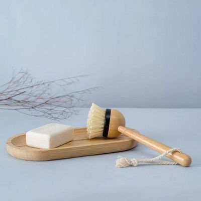 Escova De Limpeza Redonda Com Cabo Longo De Bambu Oikos:preto