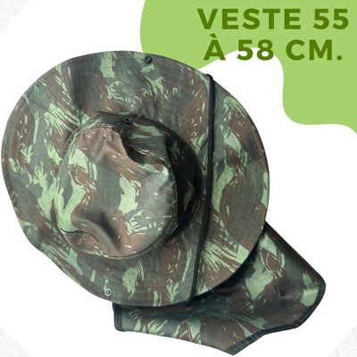 Kit 10 Chapéus Australianos Camuflados Pescador Pesca Sol Proteção Nuca Pescoço