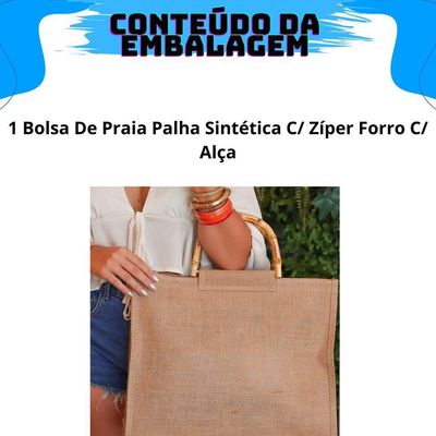 Bolsa De Praia De Palha De Juta Alça De Bambu Feminina Com Chaveiro Em Palha