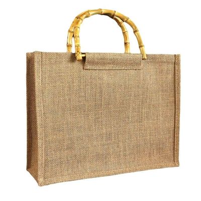 Bolsa De Praia De Palha De Juta Alça De Bambu Feminina Com Chaveiro Em Palha